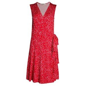 Diane Von Furstenberg Red Jasmine Floral Wrap Dress Size Medium